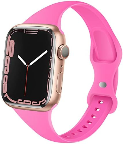 DYKEISS Sport Slim Silicone Band Compatible for Apple Watch Band 38mm 42mm 40mm 44mm 41mm 45mm, Thin | Amazon (US)