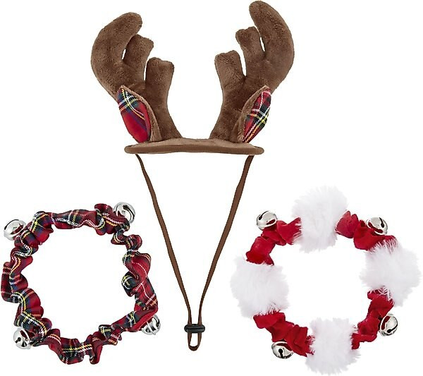 Bundle: Frisco Jingle Bells Holiday Collar with Bells + Holiday Antler Headband & Bell Collar Dog... | Chewy.com