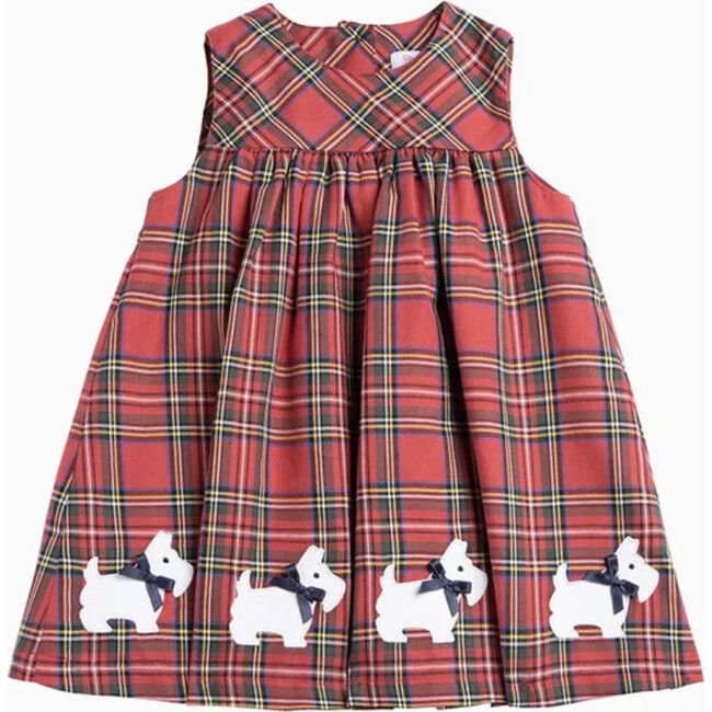 Little Scottie Tartan Pinafore, Red | Maisonette