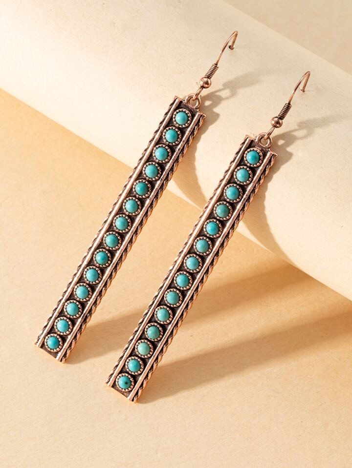 Turquoise Decor Square Drop Earrings | SHEIN