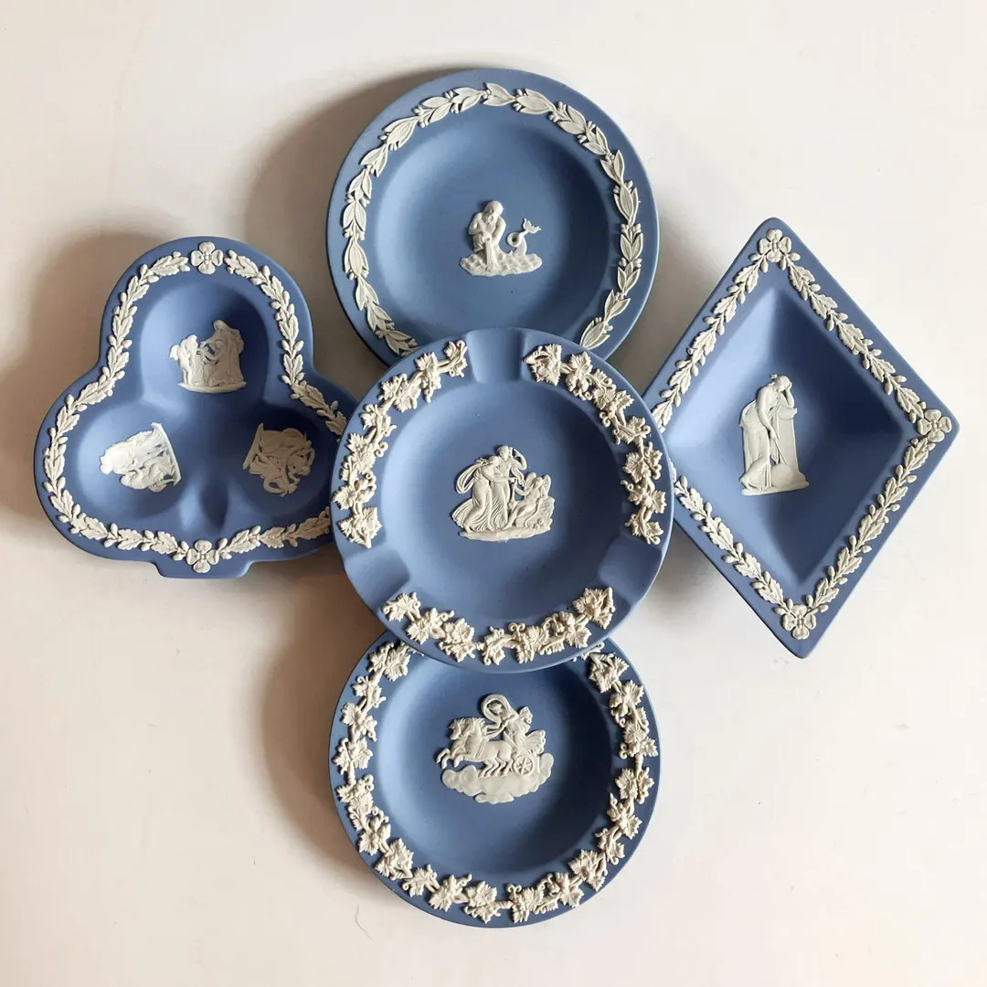 Vintage 1950s Assorted Wedgewood Jasperware Bisque Porcelain Blue & White Small Dishes / Ashtrays... | Etsy (US)