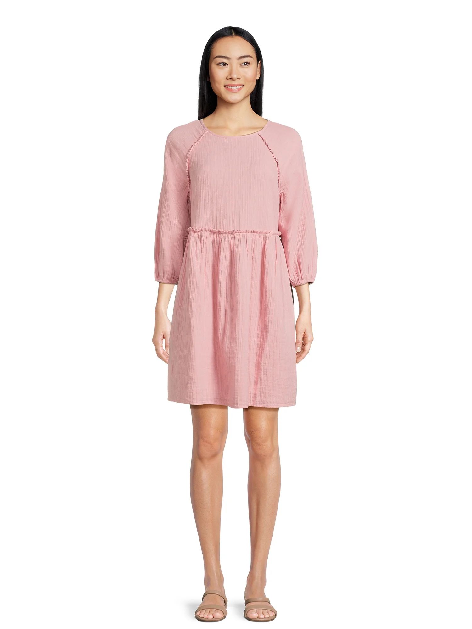 Time and Tru Women’s Babydoll Mini Dress, Sizes XS-XXXL | Walmart (US)