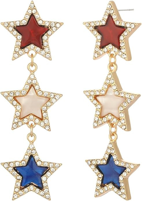 Madison Tyler Americana Collection Jewelry | Red White | Blue Plexi Double Star | Drop Dangle Pos... | Amazon (US)