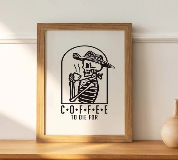 Skeleton Coffee Print Digital Download Printable Cowboy - Etsy | Etsy (US)