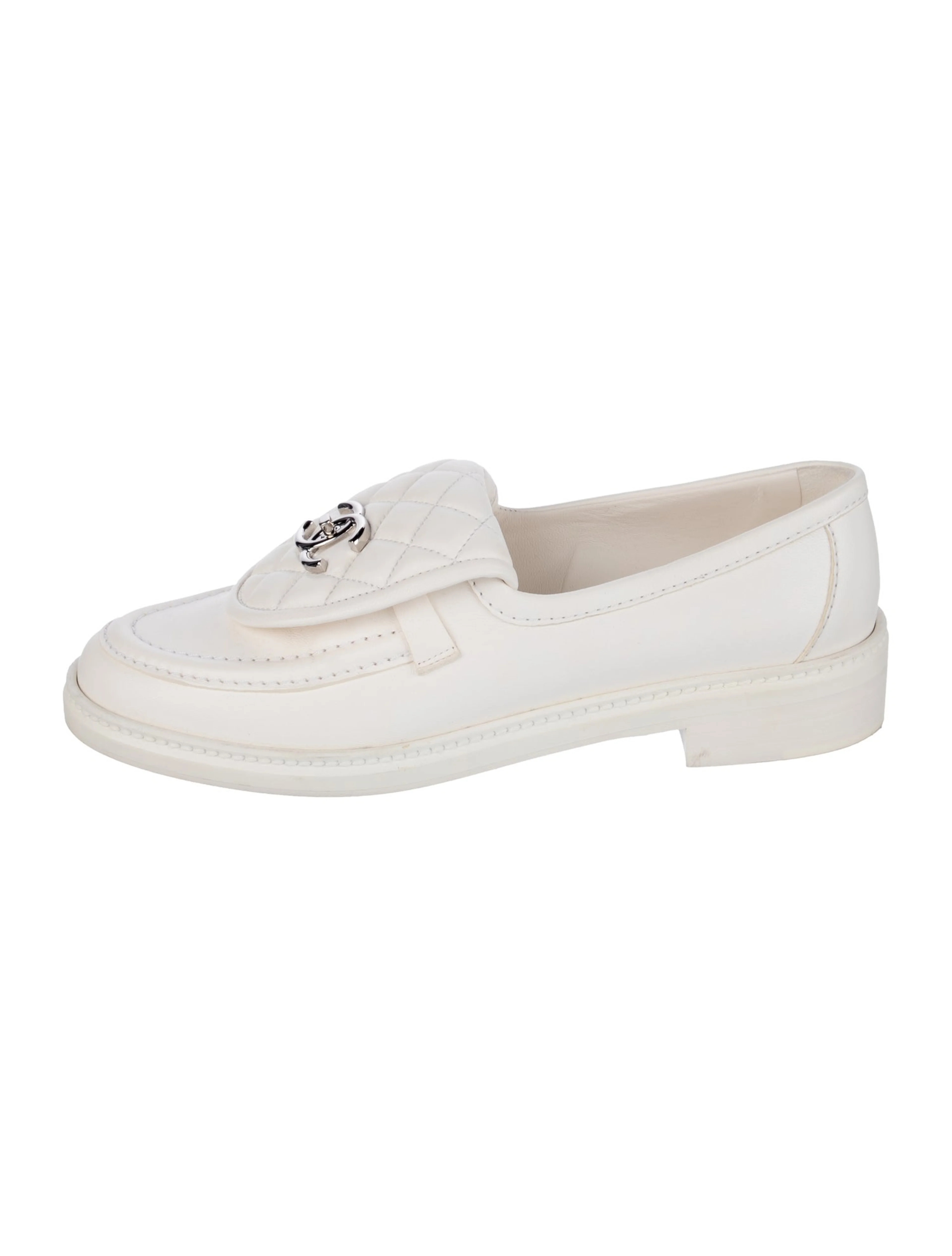 Interlocking CC Logo Leather Loafers | The RealReal