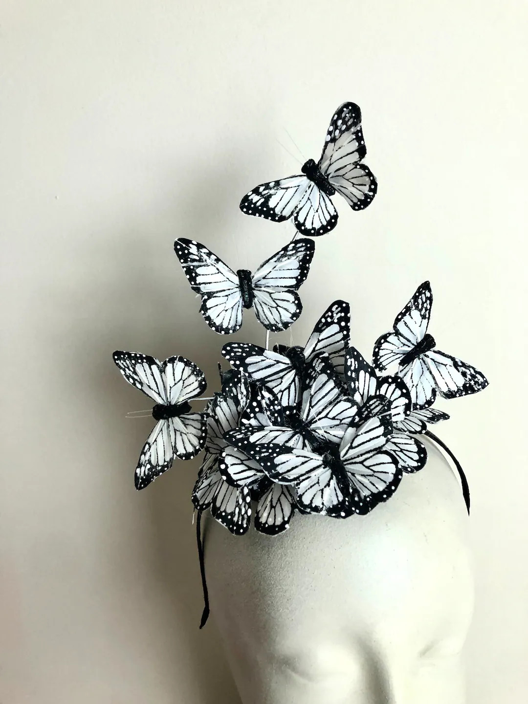 Butterfly Fascinator Black and White Headband - Etsy | Etsy (US)