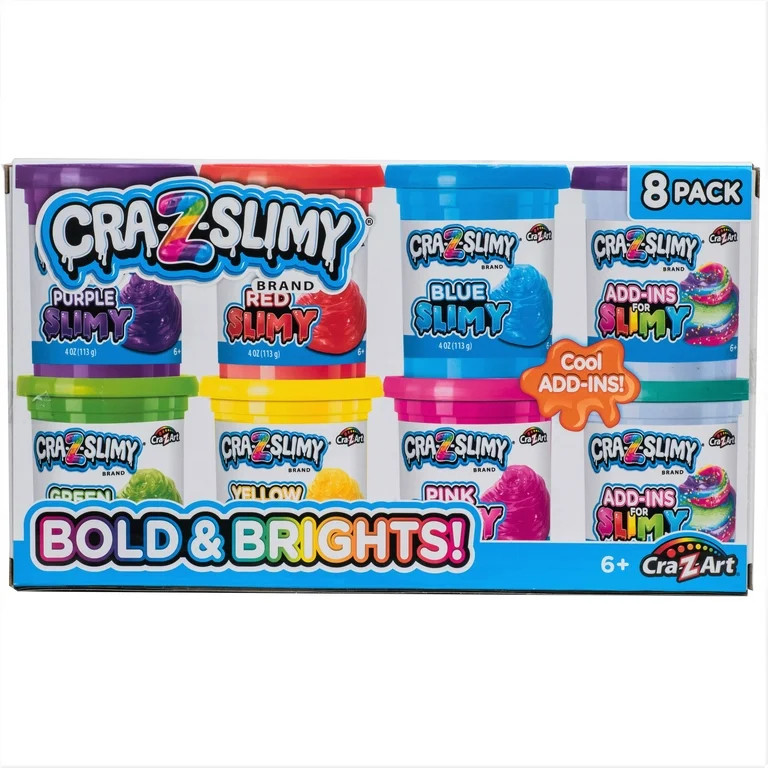 Cra-Z-Art Cra-Z-Slimy Bold & Bright 8 Pack Multicolor Slime, Child Ages 6 and up | Walmart (US)