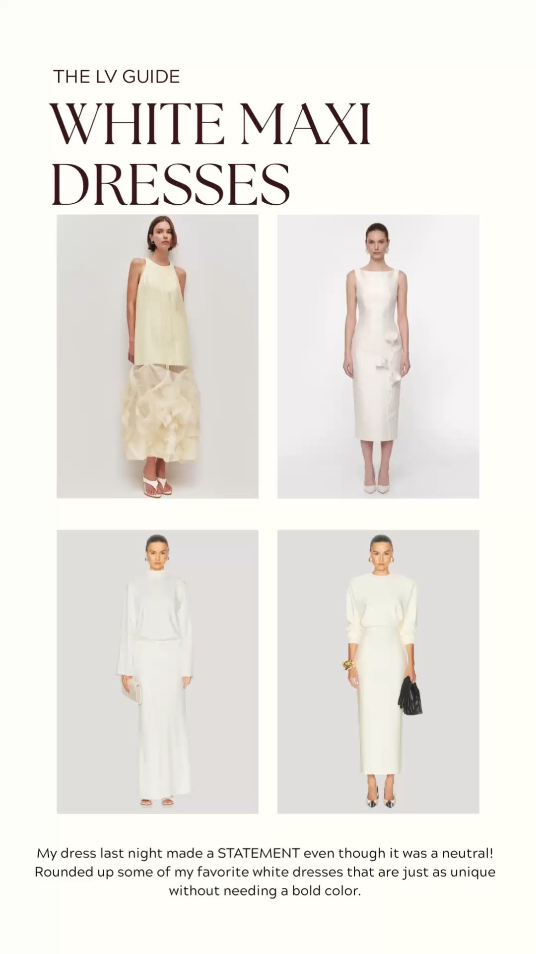 My dress last night made a STATEMENT even though it was a neutral! Rounded up some of my favorite white dresses that are just as unique without needing a bold color.

#LTKootd #LTKNYFW #LTKSeasonal