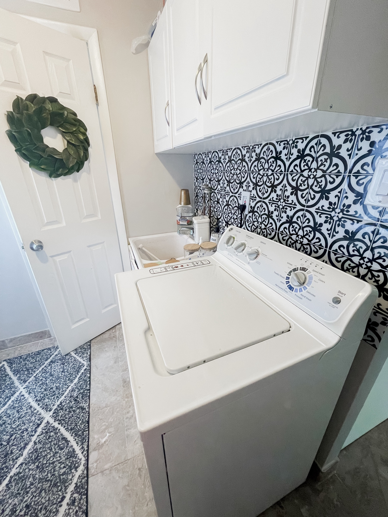 One of my favorite easy home updates we did was using these peel and stick backsplash tiles in our laundry room. After 4 years they still look great! 

Each pack comes with 4 tiles, we used 4 packs total  

#LTKfindsunder50 #LTKhome