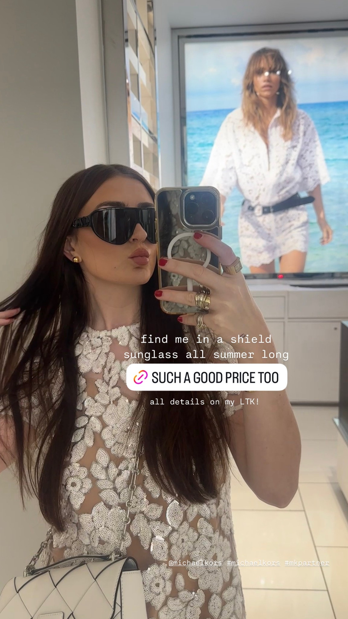 Find me in a shield sunglass all summer long, this pair is a fair price! #mkpartner #michaelkors @michaelkors 