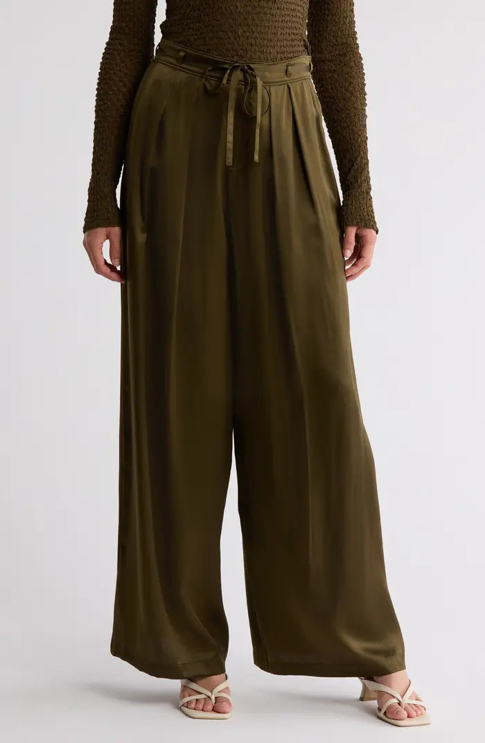High Waist Wide Leg Silk Pants | Nordstrom Rack