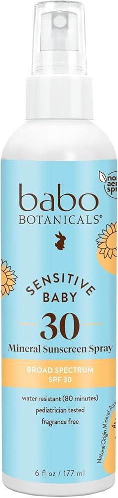 Babo Botanicals Sensitive Baby Mineral Sunscreen Spray SPF30 - Natural Zinc Oxide - Non-Aerosol ... | Amazon (US)