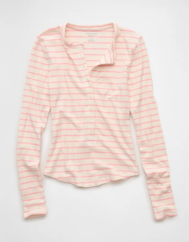 AE Long Sleeve Henley T-Shirt | American Eagle Outfitters (US & CA)