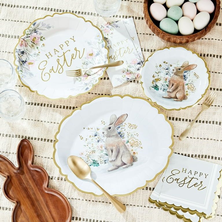 Happy Easter Lunch/Dessert Napkins, Gold Scallop Edge, Tissue,16 Count, by Way To Celebrate | Walmart (US)