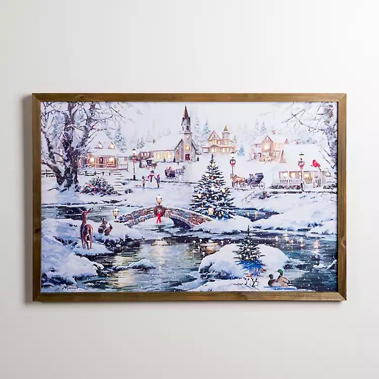 LED Snowy Village Scene Canvas Art Print | Kirkland's Home