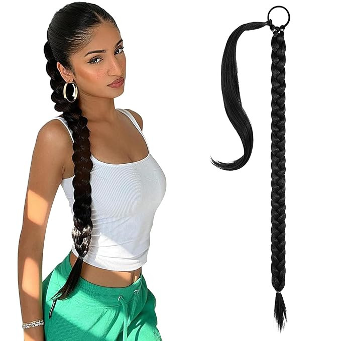 SEIKEA Long Braided Ponytail Extension with Hair Tie Straight Wrap Around Hair Extensions Ponytai... | Amazon (US)