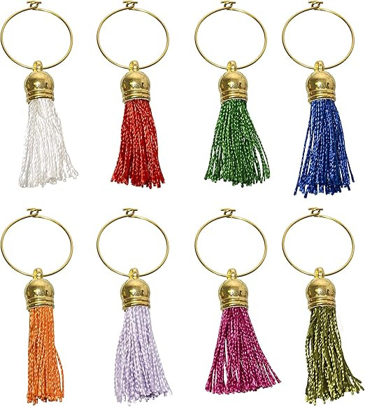Tassel Wine Charms - Graduation Wine Glass Charms - Set of 8 Unique Tassels - Colorful Drink Mark... | Amazon (US)