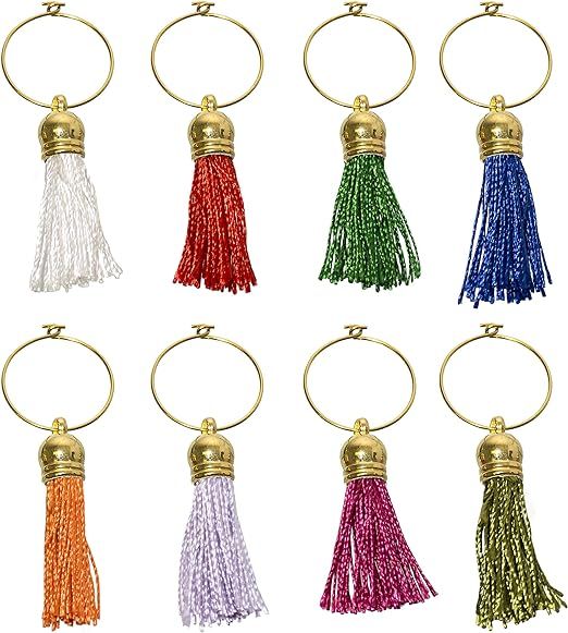 Tassel Wine Charms - Graduation Wine Glass Charms - Set of 8 Unique Tassels - Colorful Drink Mark... | Amazon (US)