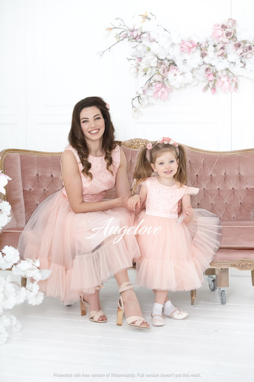 Matching Mother and Daughter, Peach Mommy and Me Dress,   Outfits First Birthday Party Princess ,... | Etsy (US)