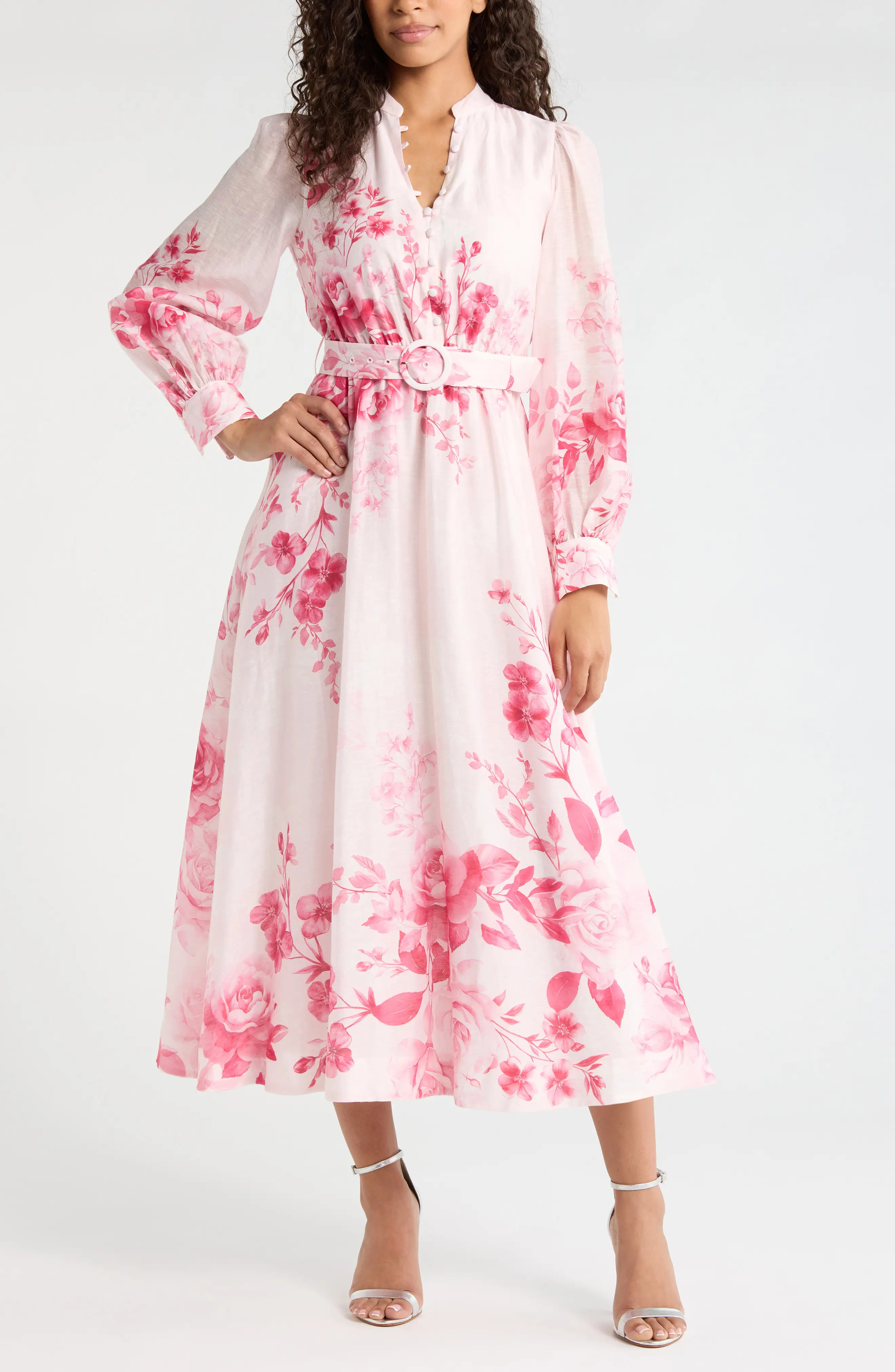Rosalyn Floral Long Sleeve Belted Dress (Women) | Nordstrom | Nordstrom