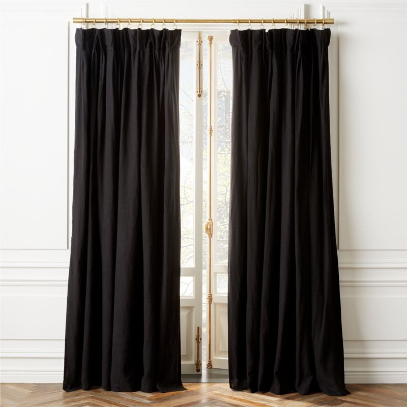Pleated Linen Black Curtain Panel | CB2 | CB2