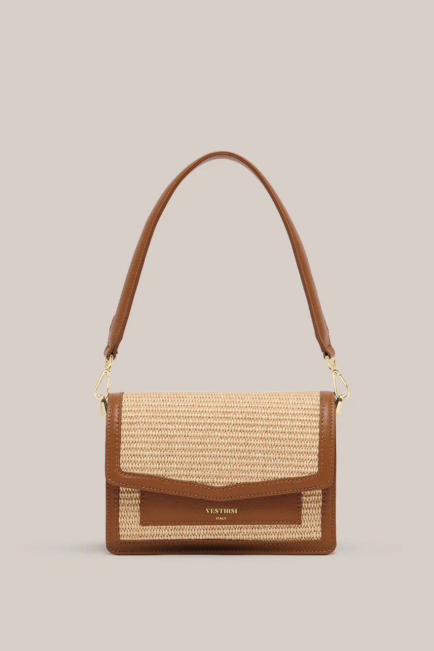 Amelia Tan Raffia Crossbody | VESTIRSI