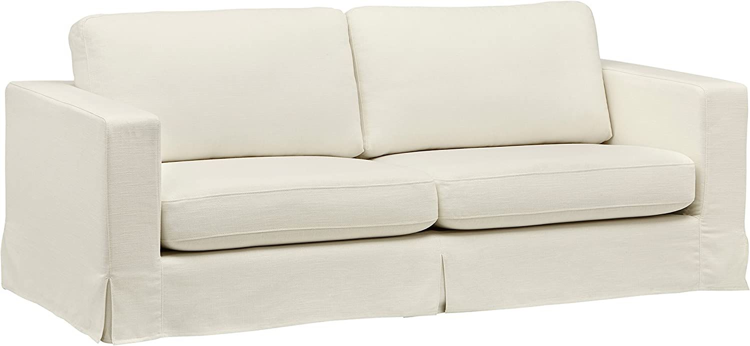 Amazon.com: Amazon Brand – Stone & Beam Bryant Modern Sofa Couch with Slipcover, 85.1"W, Optic ... | Amazon (US)