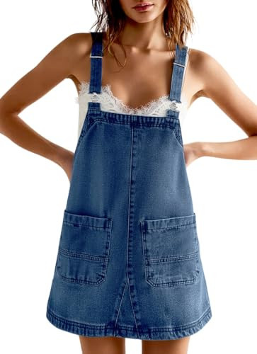 Cicy Bell Womens Denim Overall Dress Cute Summer Mini Jean Dress Adjustable Strap Loose Fit Short Jumper | Amazon (US)