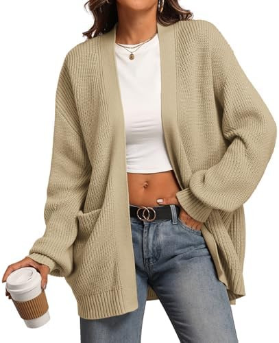 ATHMILE Oversized Cardigan Sweaters for Women Fall Outfits Chunky Knit Open Front Sweater with Po... | Amazon (US)