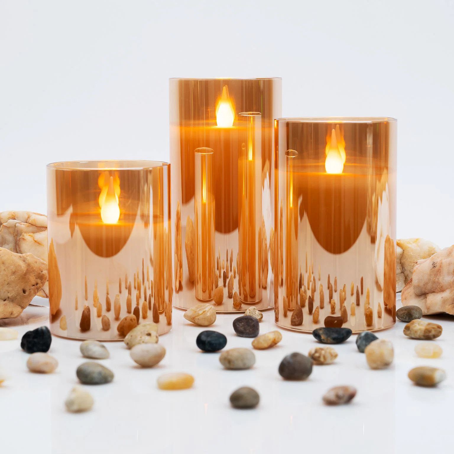 Unscented Flameless Candle with Gold Metallic Glass Holder | Wayfair North America