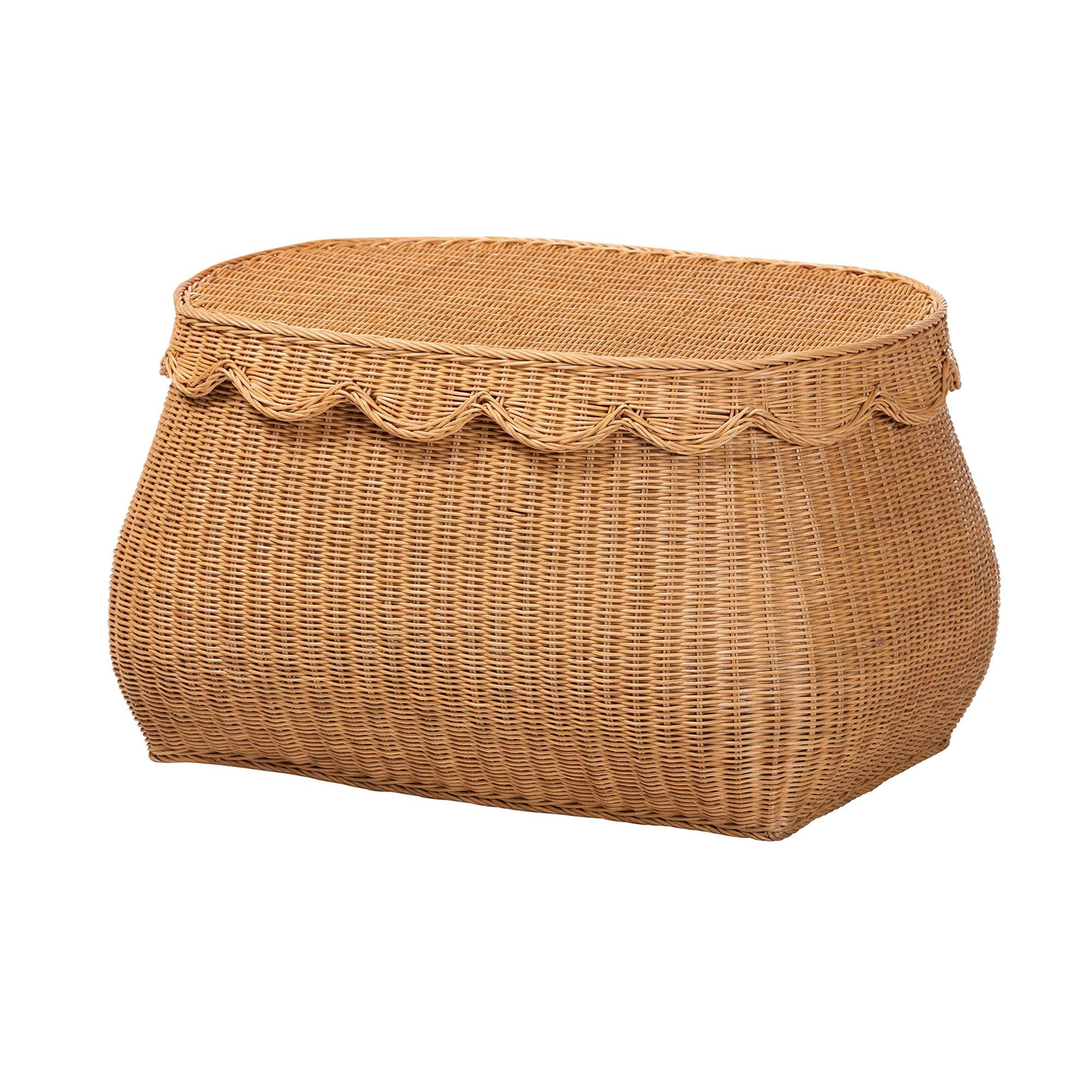 Bali & pari Ayleen Natural Rattan Basket with Scalloped Lid – Handwoven Wicker Storage Box, Boh... | Amazon (US)