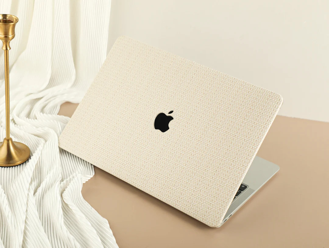 Beige Woven Leather MacBook Hard Case, Vegan Leather MacBook Cover for Pro 14 16 M1 M2 2023 Air 1... | Etsy (US)