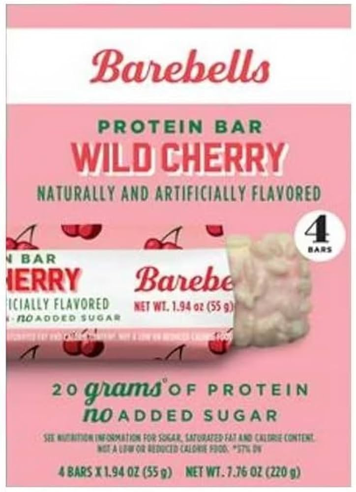 Barebels Wild Cherry Protein Bar, Naturally and Artificially Flavored, 4 Count, 1.94 oz Bars, No ... | Amazon (US)