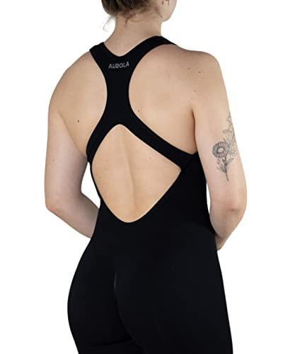 AUROLA Power Workout Jumpsuit for Women Yoga Gym Seamless One Piece Racerback Tummy Control Padded Bra Jumpsuit,Black，XS | Amazon (US)