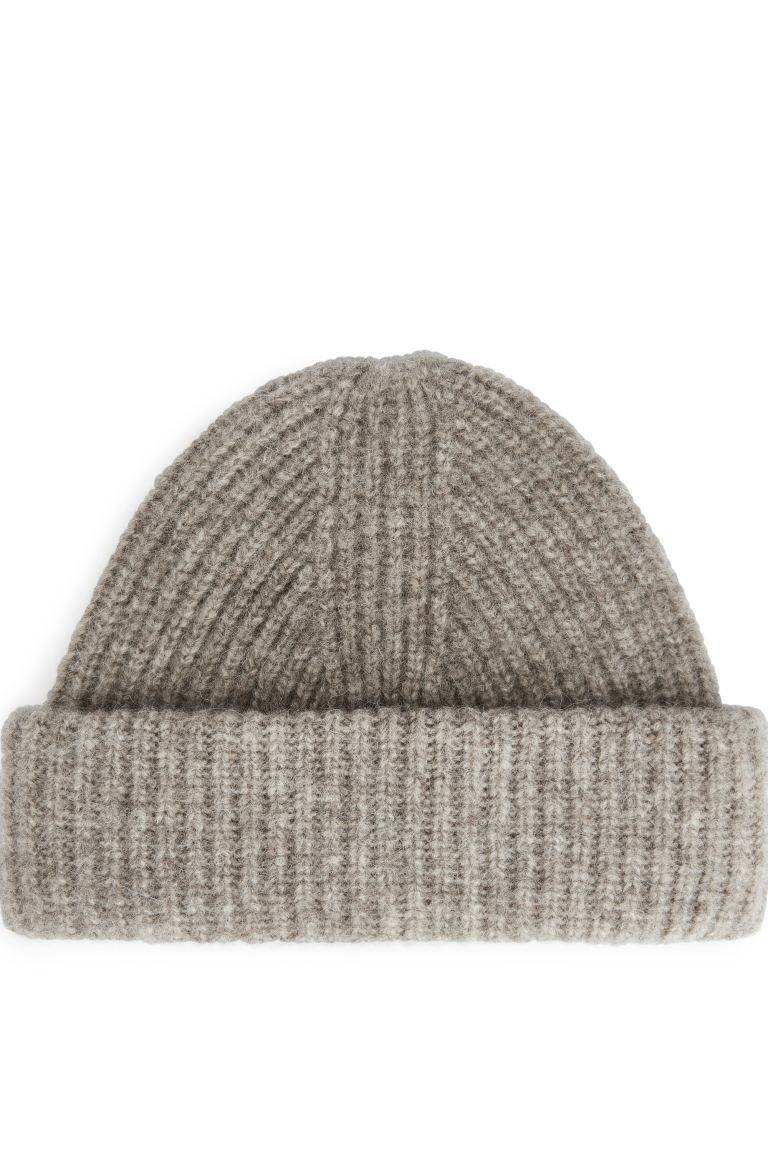 Double-Fold Alpaca Yak Beanie - Grey Melange - Ladies | H&M GB | H&M (UK, MY, IN, SG, PH, TW, HK)