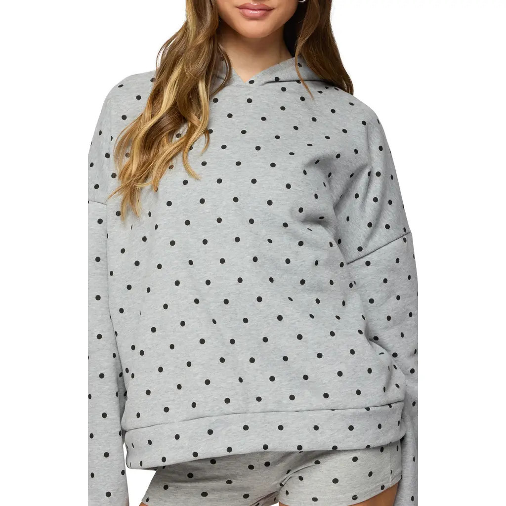 EDIKTED Chelsie Polka Dot Hoodie in Gray-Melange at Nordstrom, Size X-Small | Nordstrom