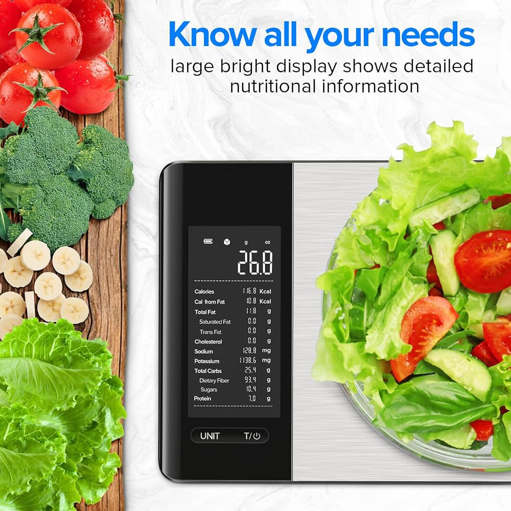 Smart Food Kitchen Scale with Nutritional Calculator, Free App with 19 Nutrients Tracking, Calori... | Amazon (US)