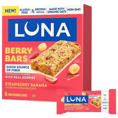 LUNA Bar Gluten Free Strawberry Banana Fiber Granola Protein Bars - 10.14oz/6ct | Target