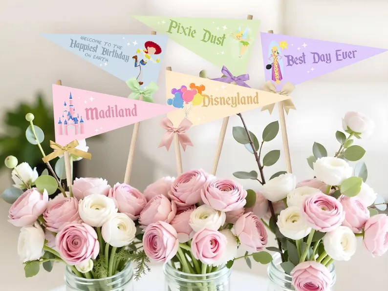 Happiest Birthday Editable Flag, Magical Party Editable Flag, Theme Park Flag, Minnie Party Flag,... | Etsy (US)