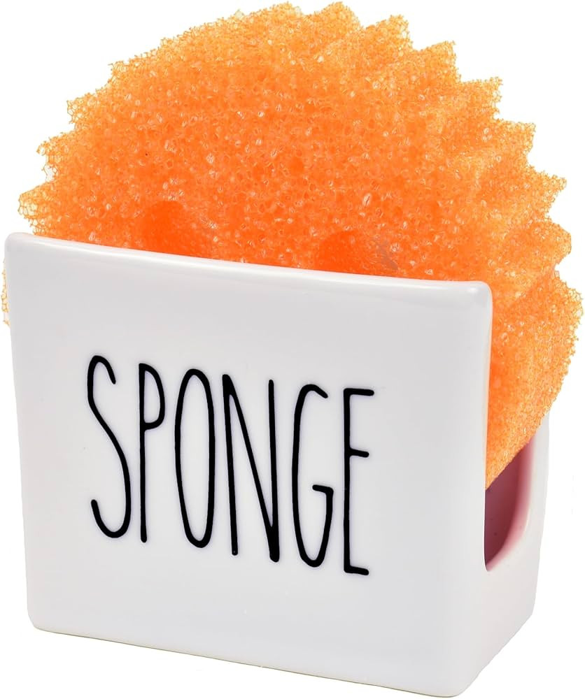 Heartland Home Porcelain Sponge Holder for Kitchen Sink. Compact Sink Caddy Organizer - Scrub Dad... | Amazon (US)