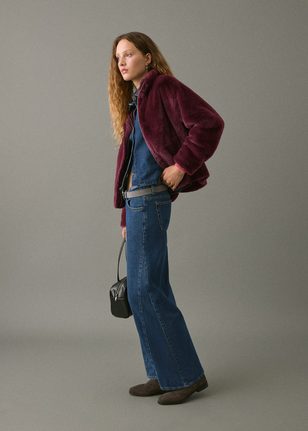 Faux-fur coat maroon - Teenage girl - M - MANGO TEEN | Mango (US/MX/AU)