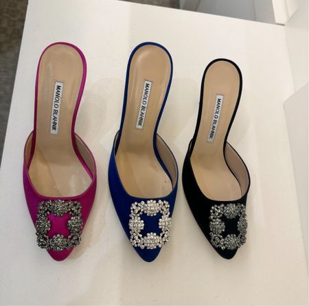 Check out all these and even more colors of Manolo Blahnik Hangisi Satin Embellished Buckle Mules all on major sale! Just in time for those dressed up summer evenings! 

#LTKStyleTip #LTKSaleAlert #LTKxNSale