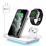 WAITIEE Wireless Charger 3 in 1, 15W Fast Charging Station for Apple iWatch 6/5/4/3/2/1,AirPods P... | Amazon (US)