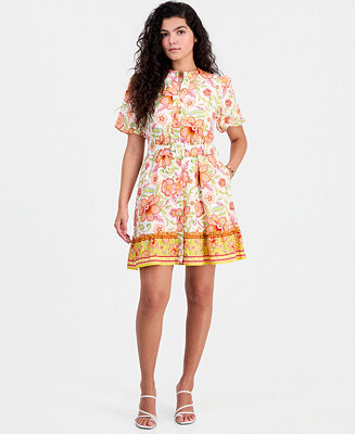 Women's Sun-Kissed Puff-Sleeve Shirt-Dress | Macy's