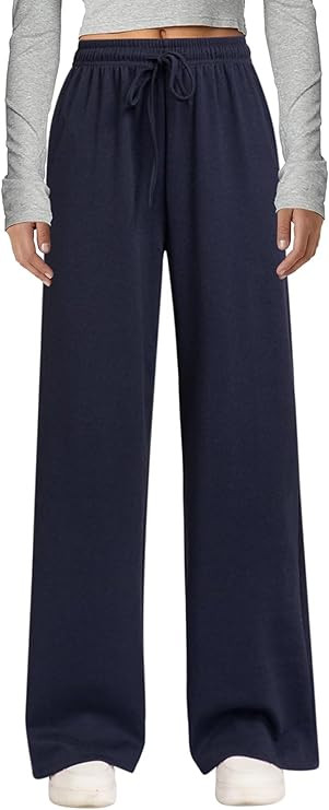 Arolina Fall Pants for Women Soft Lounge Wide Leg Sweat Pants Elastic Waist Mid-Weight Pajama Pan... | Amazon (US)