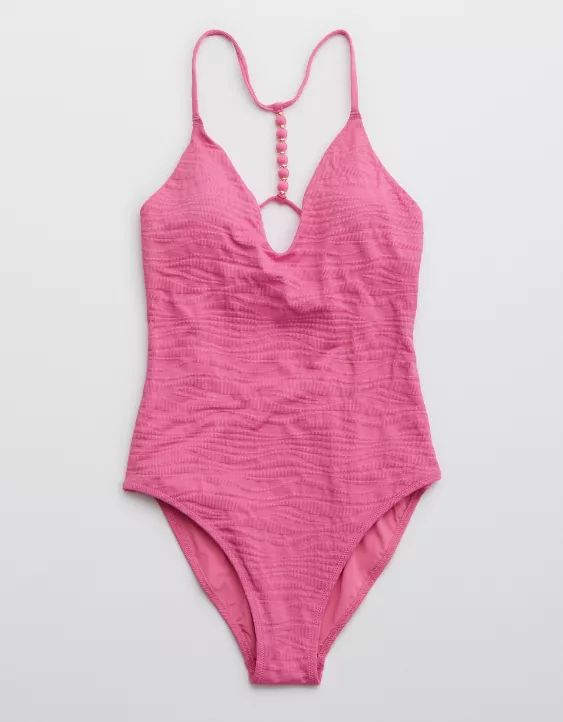 Aerie Jacquard Scoop One Piece Swimsuit | American Eagle Outfitters (US & CA)