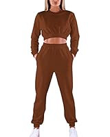 Mizoci Women's 2 Piece Outfits Workout Tracksuit Long Sleeve Crop Top Jogger Pants Set | Amazon (US)