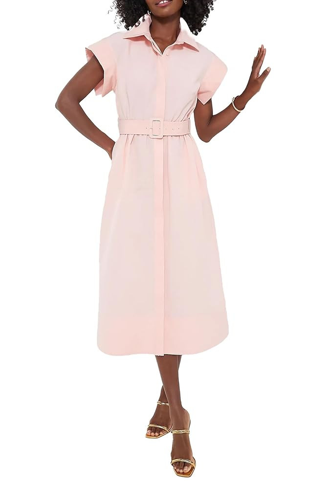 Womens Turn Down Collar Shirt Dress Short Wing Sleeve Button Down Dress Trench Coat Formal Elegan... | Amazon (US)