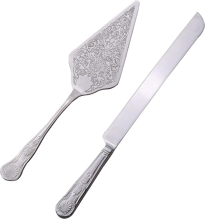 Vintage Wedding Cake Knife and Server Set, Stainless Steel Cake Pie Pastry Cutting Knife & Servin... | Amazon (US)