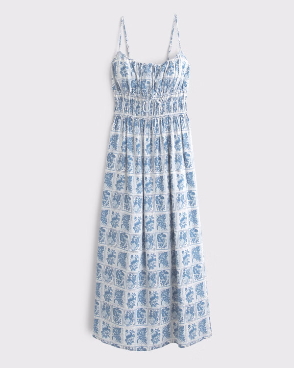 Smocked Tie-Front Maxi Dress | Abercrombie & Fitch (US)